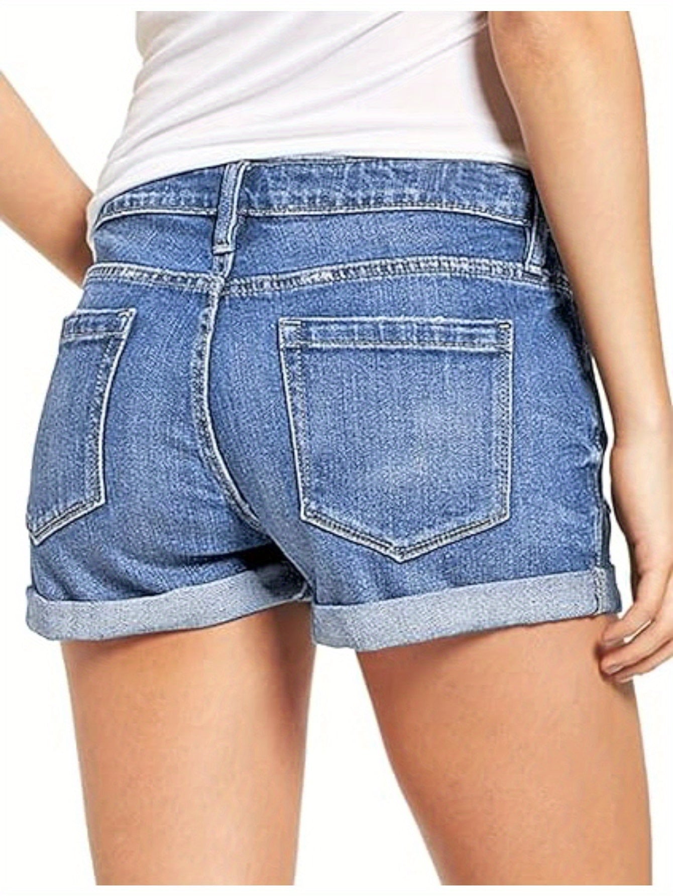 AverieLuxe High-Waisted Slight Stretch Cotton Denim Shorts - Perfect for Spring/Summer Casual Fashion