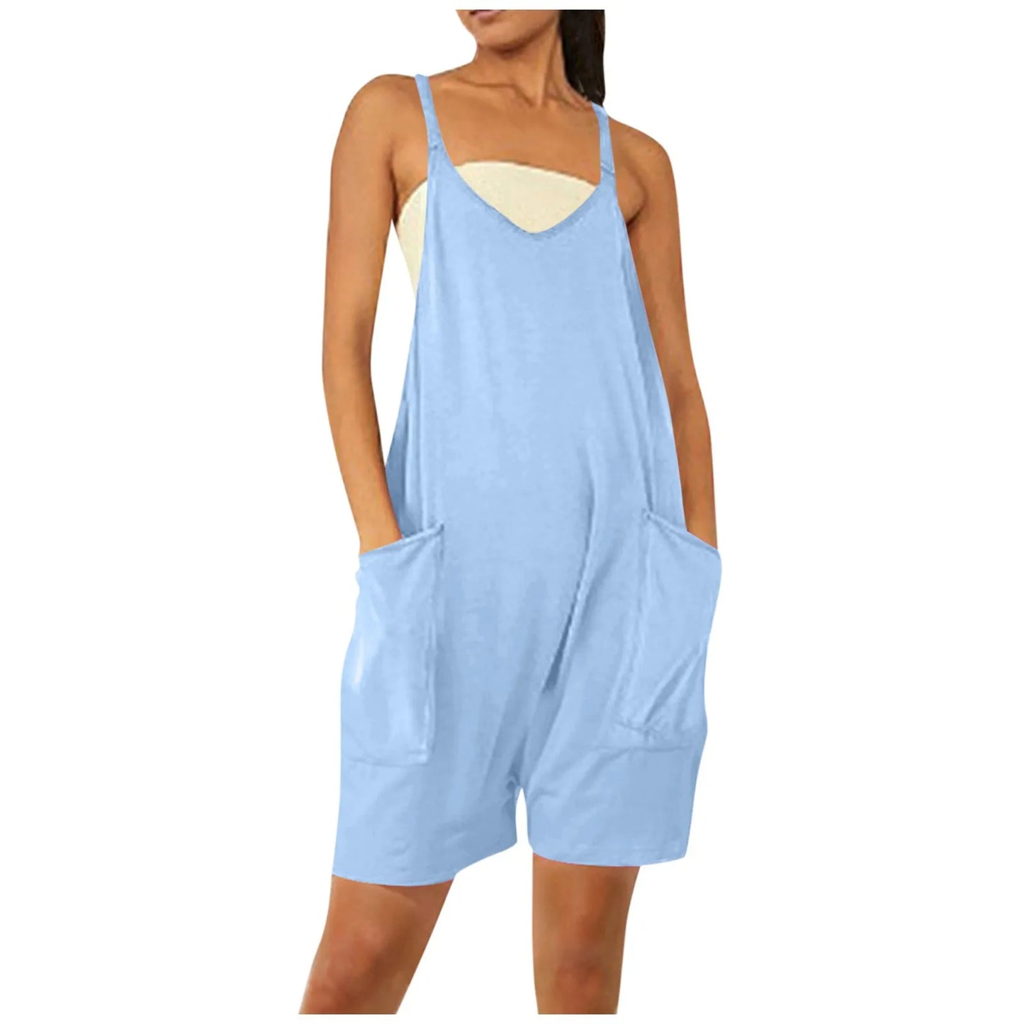 AverieLuxe Women's Summer Sleeveless Mini Dress V Neck Spaghetti Straps Athletic Shorts Dress with Pockets