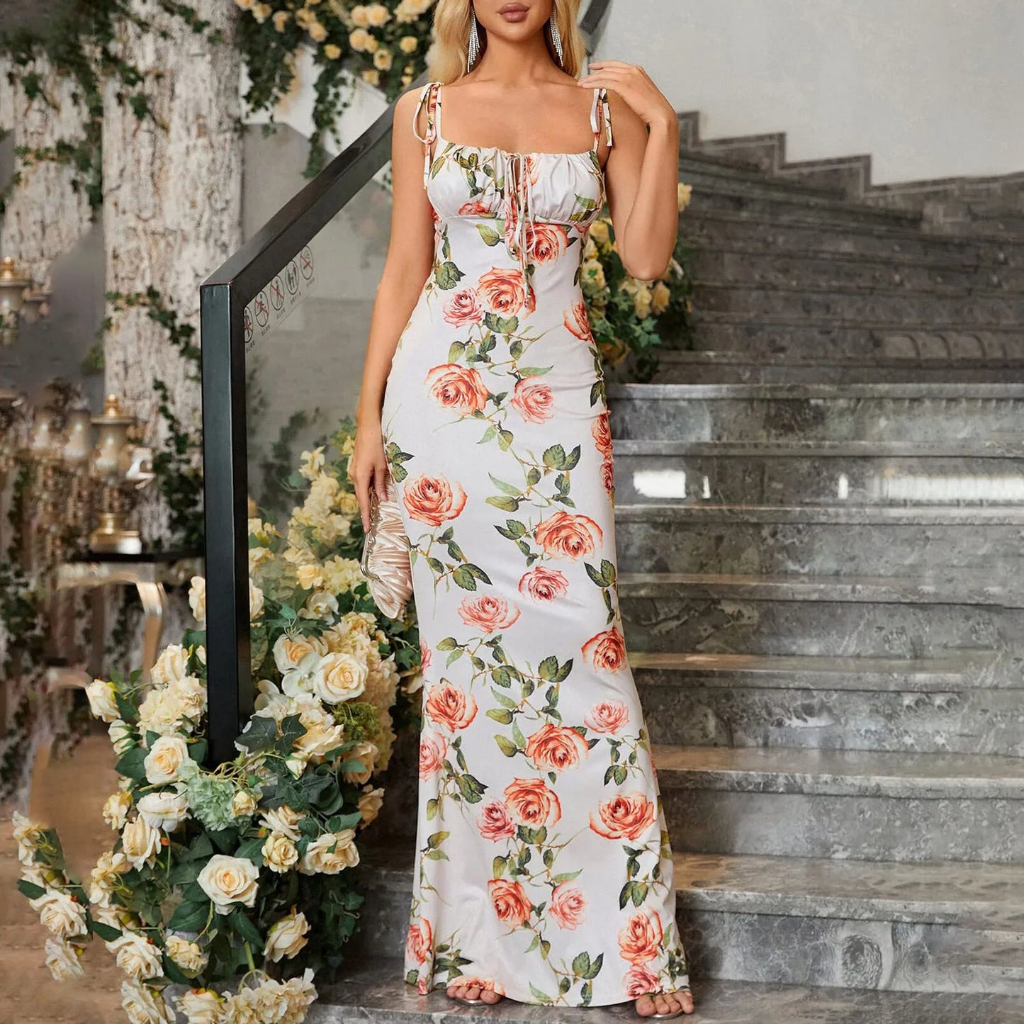 AverieLuxe Boho Tie-Shoulder Maxi Dress