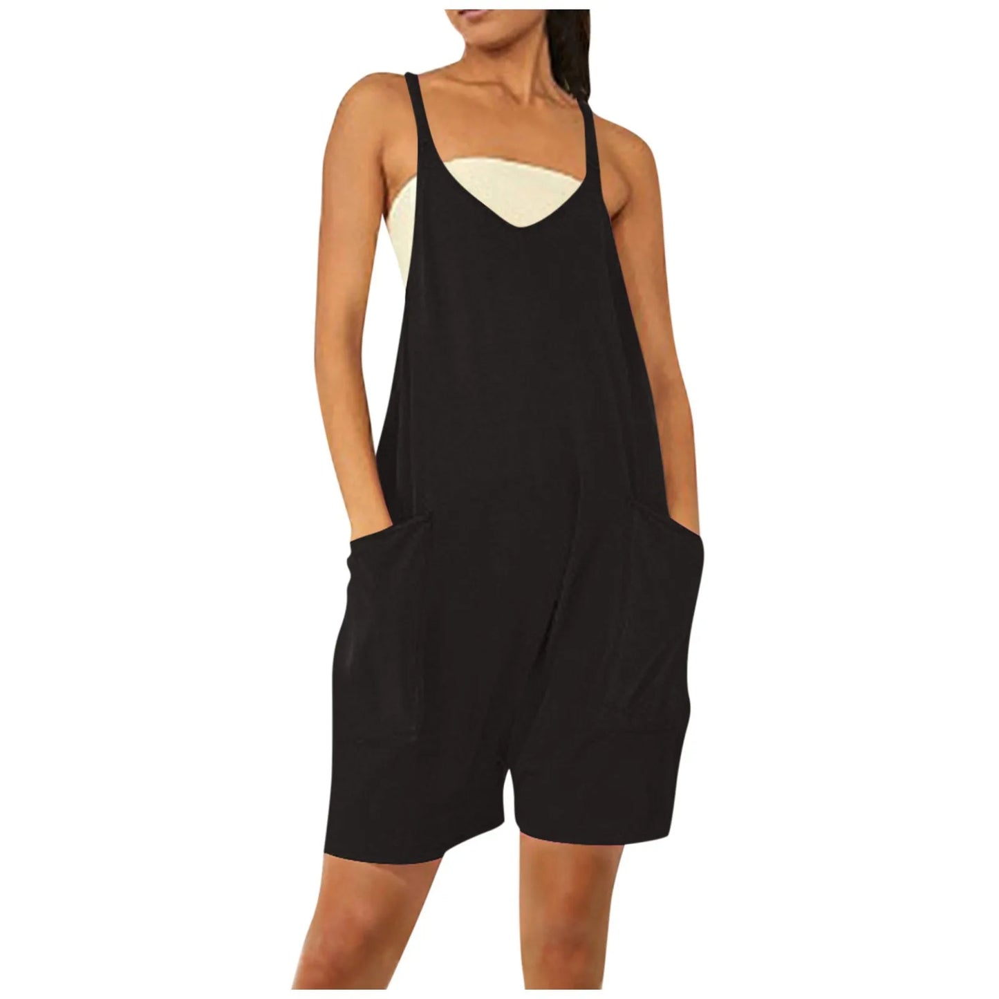 AverieLuxe Women's Summer Sleeveless Mini Dress V Neck Spaghetti Straps Athletic Shorts Dress with Pockets