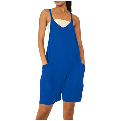 AverieLuxe Women's Summer Sleeveless Mini Dress V Neck Spaghetti Straps Athletic Shorts Dress with Pockets