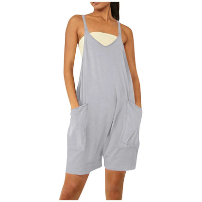 AverieLuxe Women's Summer Sleeveless Mini Dress V Neck Spaghetti Straps Athletic Shorts Dress with Pockets