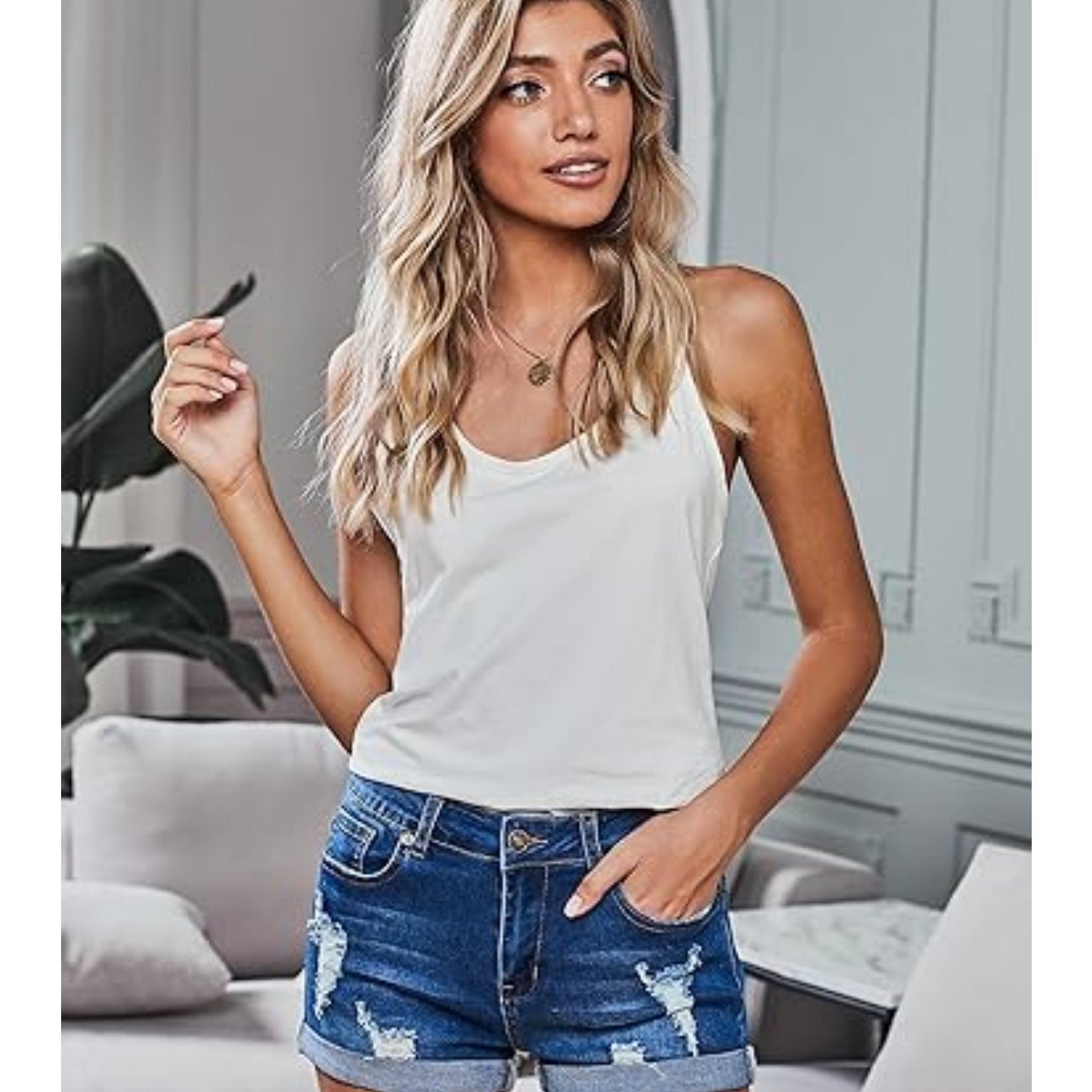 AverieLuxe High-Waisted Slight Stretch Cotton Denim Shorts - Perfect for Spring/Summer Casual Fashion